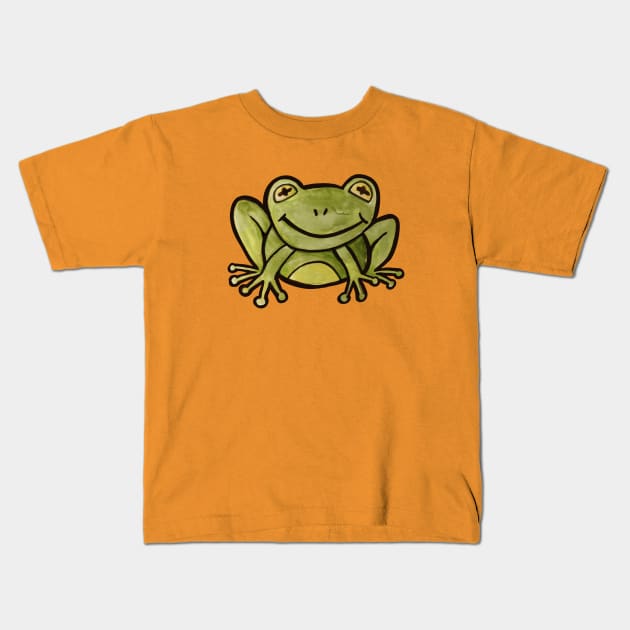 Cute Frog Kids T-Shirt by bubbsnugg